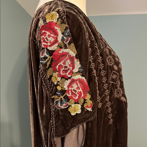 Johnny Was Velvet Top with Floral Embroidery - Picture 2 of 6